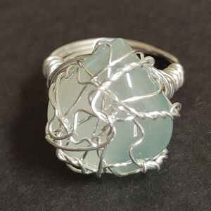 Hand Crafted Wire Wrap Ring w Moonstone